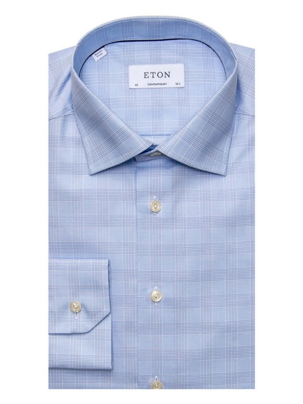 Eton Light Blue Windowpane Dress Shirt